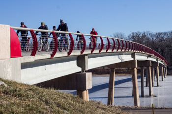 Credit Island bike path bridge leads to more adventure on the Iowa shoreline.