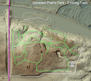 Geneseo Prairie Park's existing trail system.