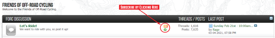 Subscribe to the Let's Ride forum to receive email alerts when rides are posted.