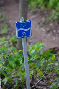 The trails are marked frequently with blazes. Donated by Custom-Pak in DeWitt